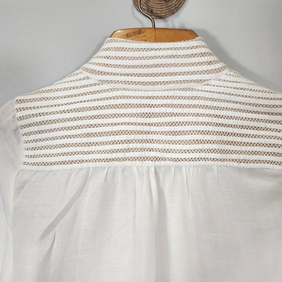 Soft Surroundings Bohemian Off White Lace-Trimmed Blouse Office Business Work - Picture 9 of 12